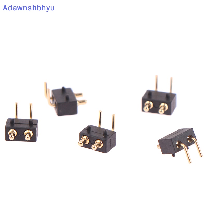 Adhyu 5Pcs Spring Loaded Konektor Pogo Pin 2tiang 2.5 Grid Male Sudut Kanan Target Kontak Wajah Cekung Melalui Lubang Pogopin Probe PCB ID