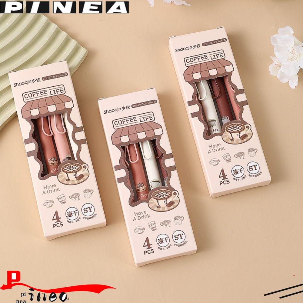 Nanas 4PCS Gel Pen Biji Kopi Untuk Menulis Kreatif Alat Tulis 0.5mm Pena Netral