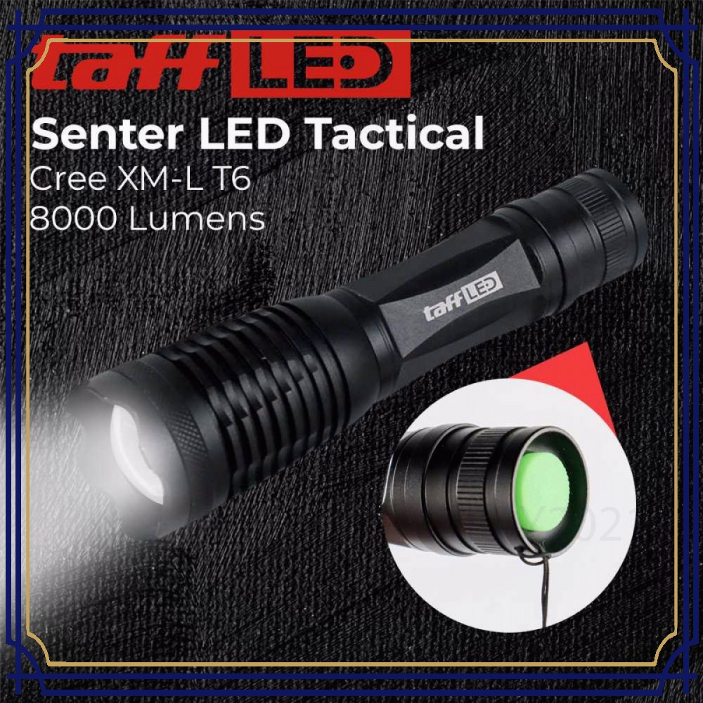 TaffLED Senter LED Tactical Cree XM-L T6 8000 Lumens - F18
