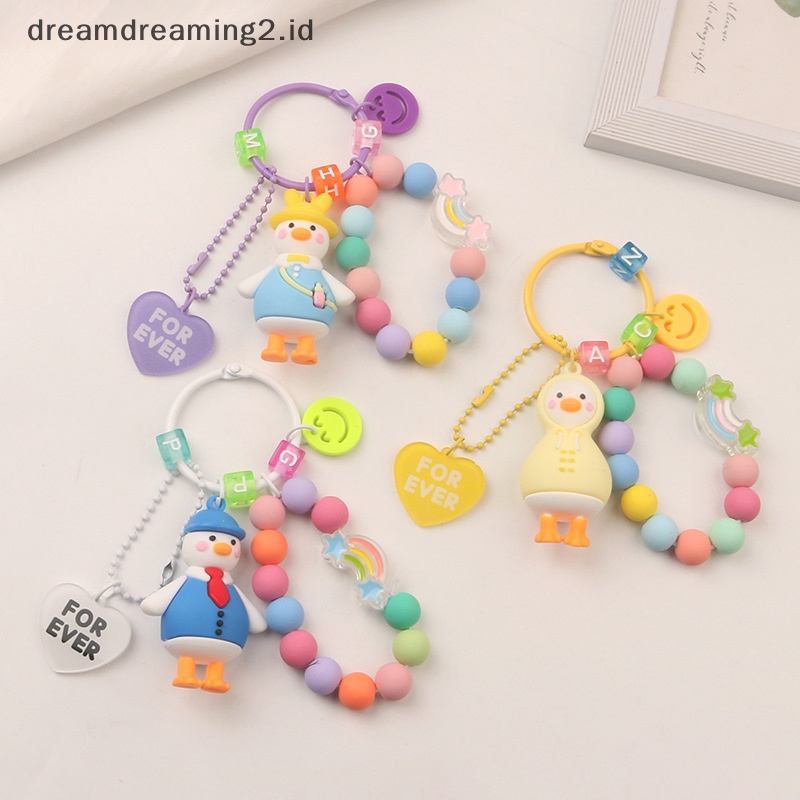 (drea) Bebek Lucu Permen Warna Gantungan Kunci Smile Beads Key Chain Wanita Dompet Ransel Huruf Shell Liontin Untuk Airpods Pro //