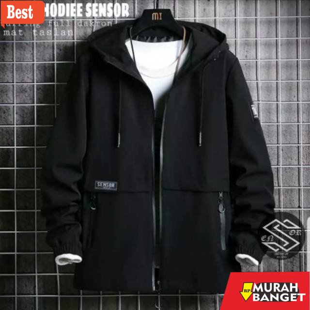 Jaket parasut pria terbaru- Jaket Parasut Sensor Model Hoodie Pria Terbaru