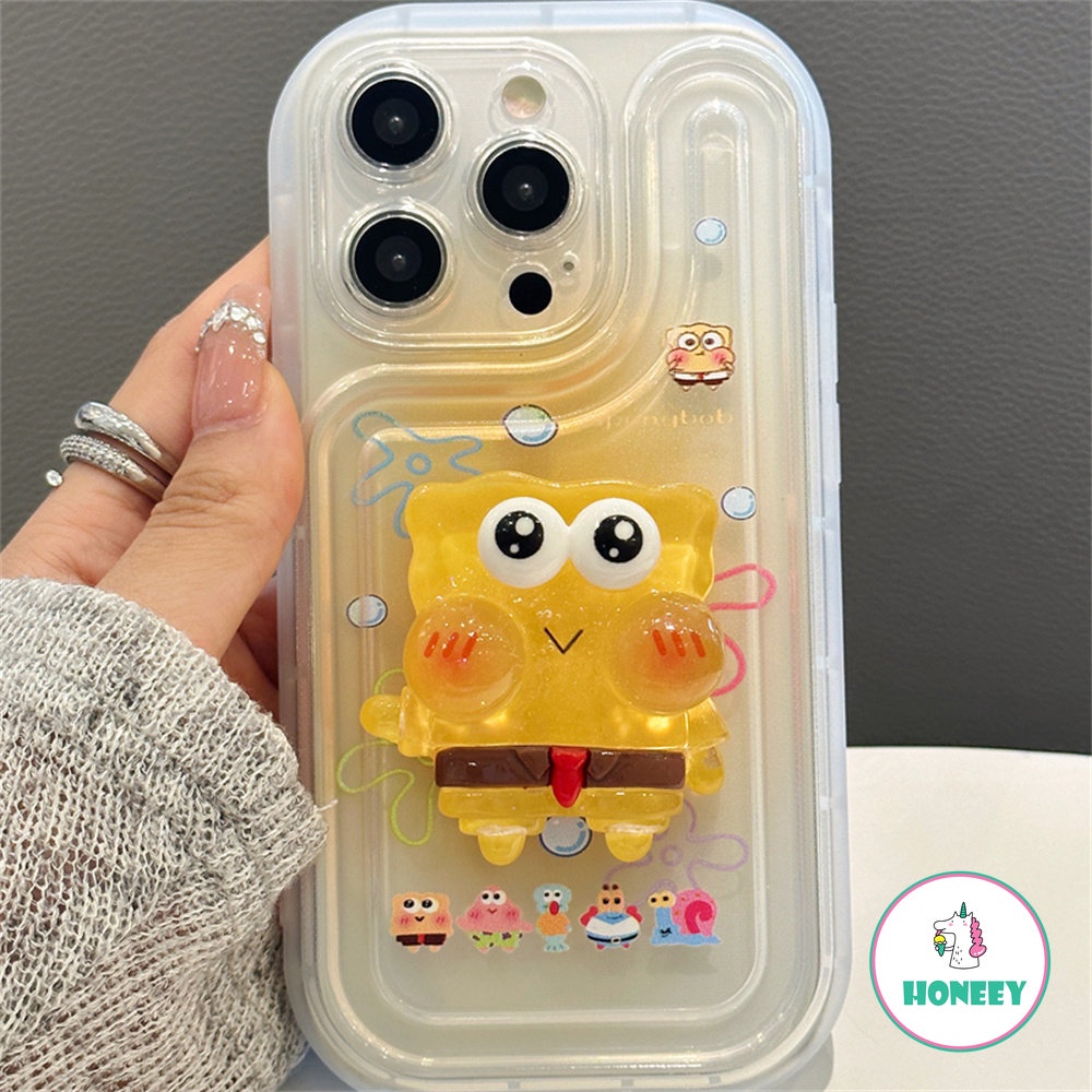 Casing SpongeBob Lucu Untuk iPhone 14 Pro Max Case iPhone 11 Pro Max12 13 Pro XR Xs Max7 8 Plus Bening Airbag Anti-Drop Back Cover