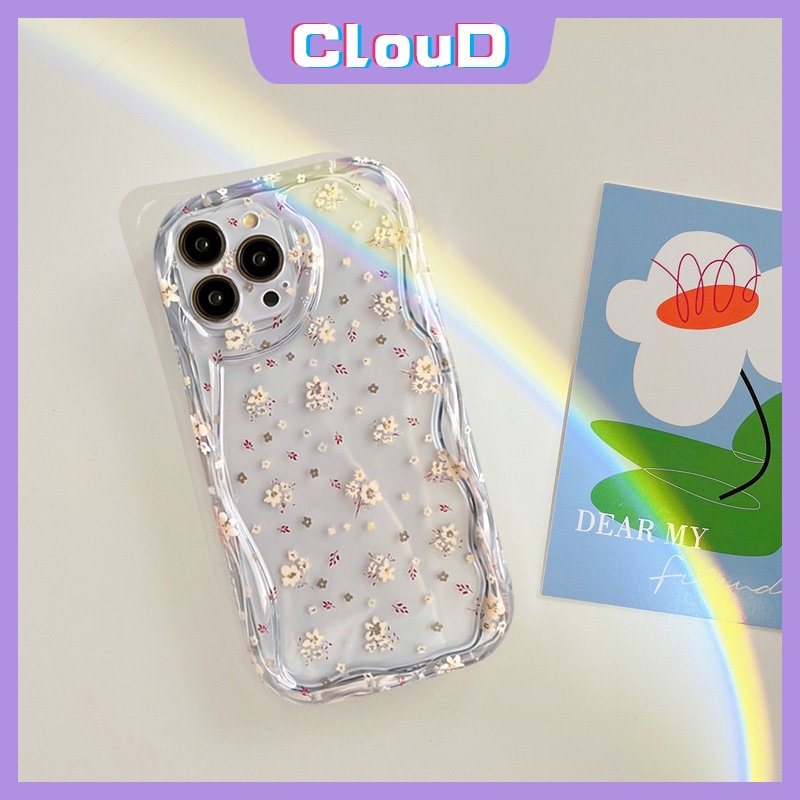 Casing 3D Wavy Curved Edge Untuk Redmi Note9 12 8 10 Pro Max Plus 11 11s 10s 10Pro Redmi 10C 10A 9A 9T A1 A2 10 9 9C NFC POCO M3 Fresh Floral Bunga Soft Casing Belakang Transparan