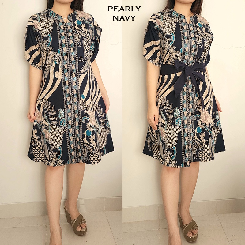 Evercloth Pearly Dress Batik Modern Wanita Gaun Terusan Jumbo