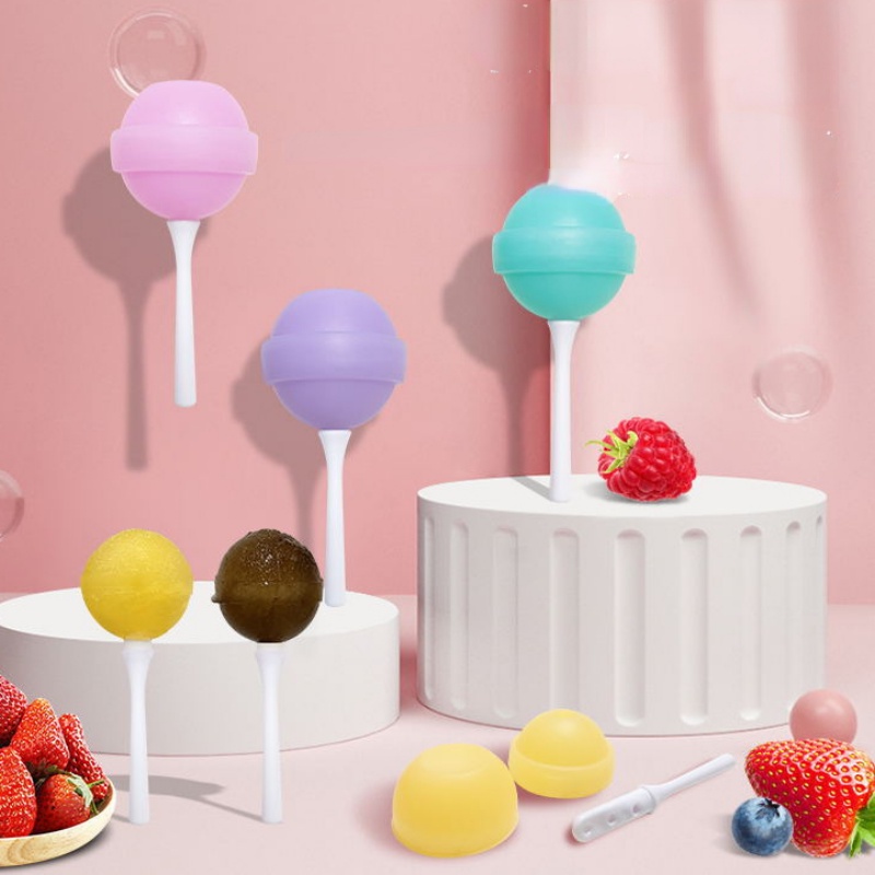 [Fitur] Cetakan Es Hoki Lolipop Enak/Ice Ball DIY Cup Mudah Didemoulding/Cetakan Pembeku Bola Jus Warna-Warni/Popsicle Sphere Silicone Box Dengan Tongkat