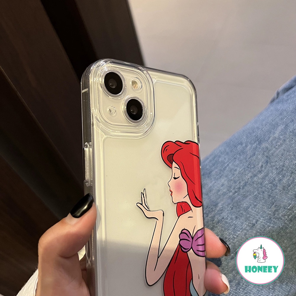 Casing Ponsel Kartun Mermaid Ariel Princess Untuk iPhone 14 Pro 13 12 11 Pro Max XR XS 7 8 plus Bening Lembut Shockproof Back Cover