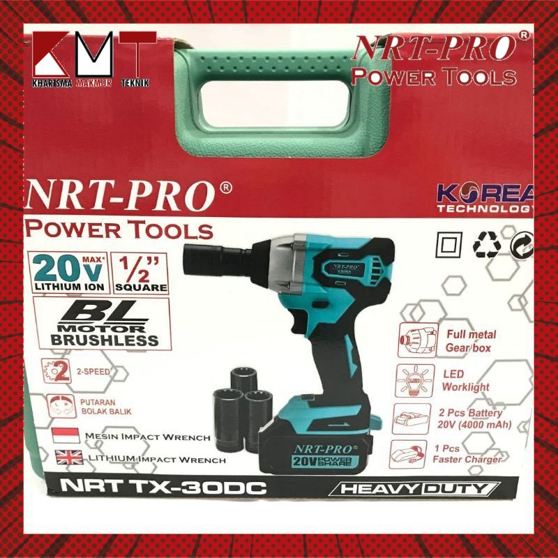 BOR CORDLESS / BOR BATERAI 20 V BRUSHLESS IMPACT WRENCH SQUARE TX 30 DC NRT-PRO
