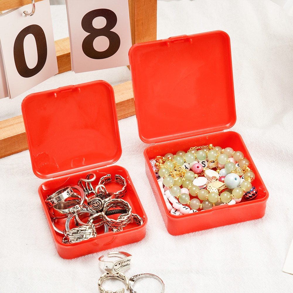 [HOT Sale] Red Square Storage Box Flip Acrylic Perhiasan Membawa Display Portabel Debu-Bukti Mini Sederhana Kalung Cincin DIY Aksesoris Tempat Penyimpanan Dengan Tutup