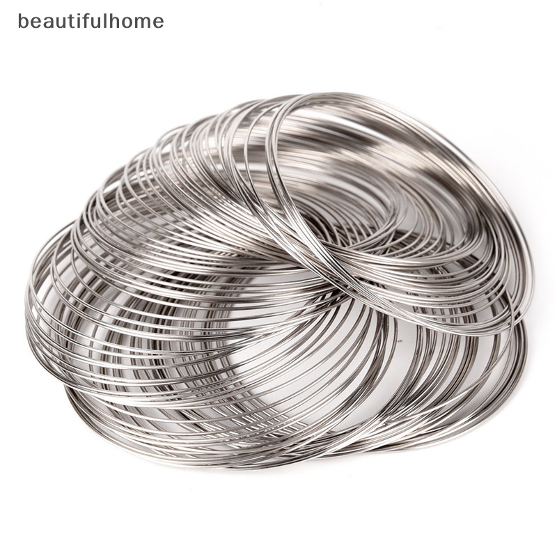 {beautifulhome} 100pcs /Set Loops Stainless Steel Memory Wire Gelang Bangle Perhiasan Kerajinan Membuat.