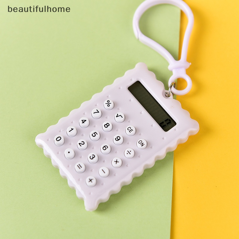 {beautifulhome} Casing Plastik 8digit Elektronik Mini Calculator Gantungan Kunci Warna Acak Pop.