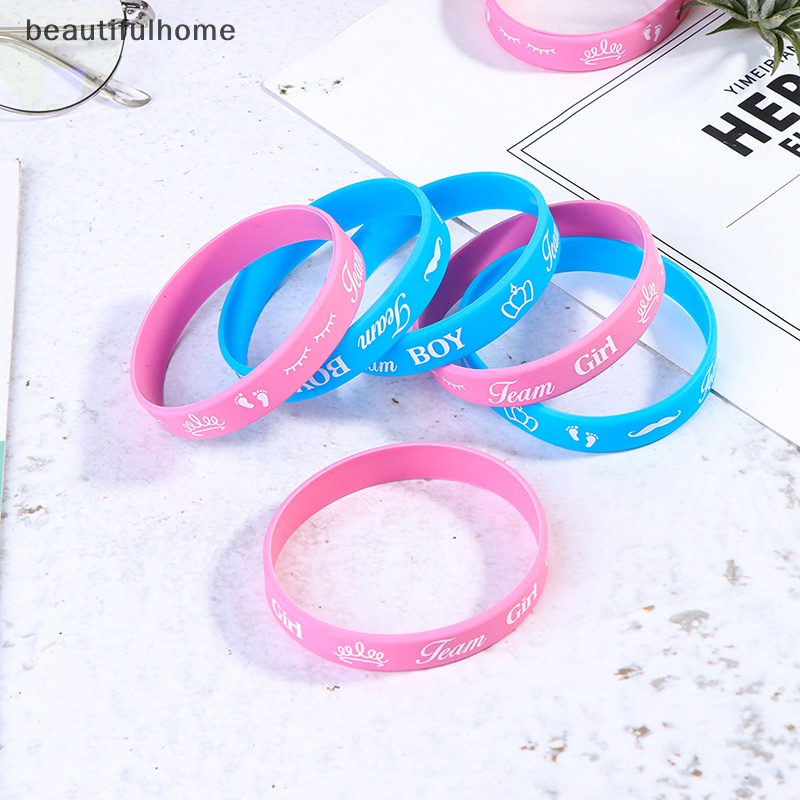 {beautifulhome} 36pcs Gelang Gender Reveal Gelang Tangan Silikon Team Boy Karet Cewek.