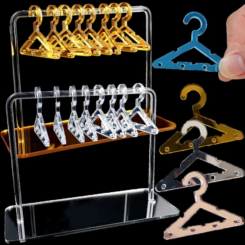 [HOT Sale]8pcs Rak Gantungan Baju Akrilik Tipe Gantung Mini Anting Display Berdiri Kapasitas Besar Penyimpanan Perhiasan Jewelry Show Case Earring Hook Untuk Wanita