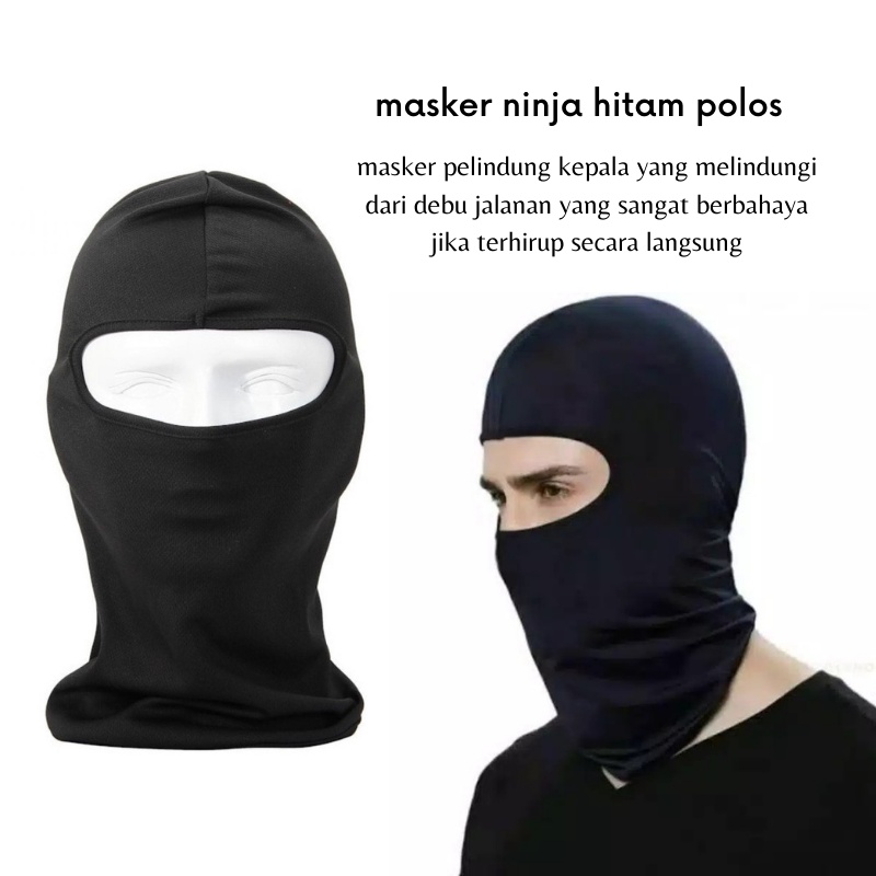 GOS -A407- Masker Buff Full Face - Masker Ninja Hitam Polos - Masker Buff Balaclava Full Face