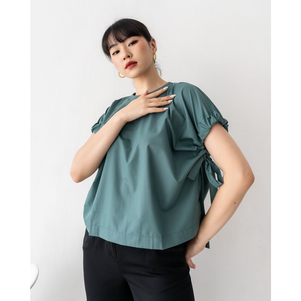 Ms Daisy Marla drawstring sleeve hi-low blouse / baju atasan kasual wanita / baju hi-low blouse wanita