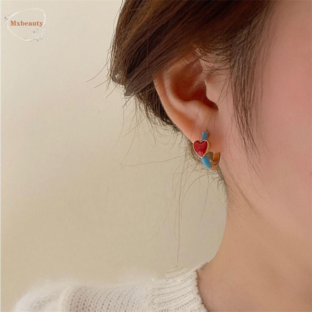 Mxbeauty Wanita Anting Hoop Manis Indah Retro Trendi Perhiasan Fashion Telinga Stud Berbentuk Hati Alloy Gaya Korea Earrings