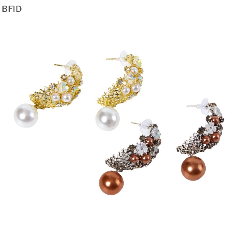 [BFID] 1pasang Fashion Mutiara Ear Studs Earrings Elegan Wanita Earrings Jewelry Pesta Pernikahan Pengantin Telinga Perhiasan [ID]