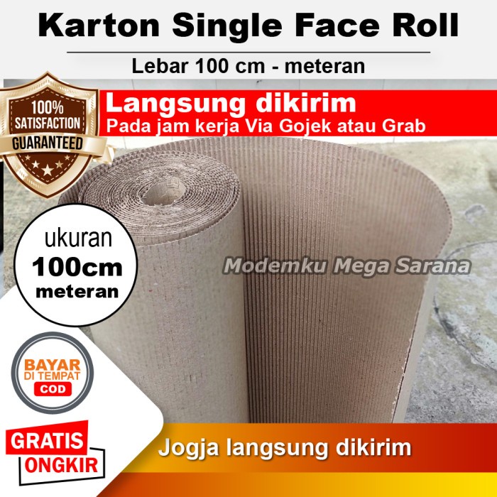 Lebar 100 cm 1 meter - Kardus Karton Single Face Meteran Jogja