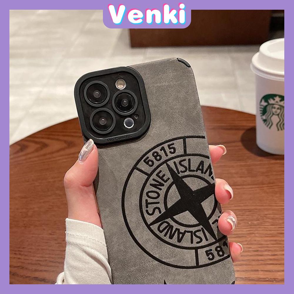 VENKI - Untuk iPhone 11 Case Leather Pupil Suede Case Soft Shockproof Phone Case Camera Protection Simple Stone Island Kompatibel dengan iPhone 14 13 Pro max 12 Pro max xr xs 7 8Plus