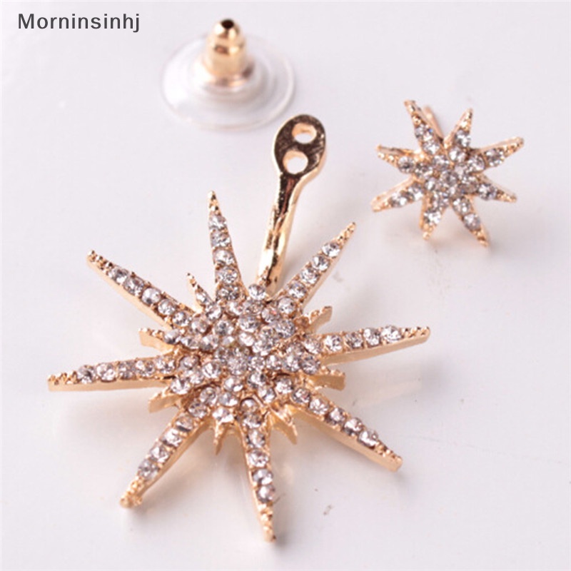 Mornin Wanita Kristal Berlian Imitasi Snowflake Star Drop Menjuntai Ear Stud Earrings Perhiasan id