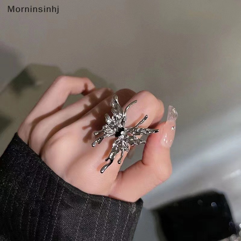 Mornin Punk Tidak Teratur Kupu-Kupu Cincin Gothic Kreatif Vintage Fashion Manis Kupu-Kupu Terbuka Cincin Hip Hop Cincin Perhiasan Untuk Wanita Gadis id