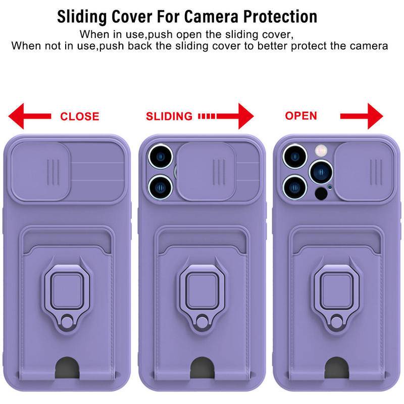 Kamera Slide TPU Case Untuk Iphone14 13 12 Pro Max14 Plus Shock Proof Armor Slot Kartu Dompet Silicon Cover Untuk iPhone 14 13 12 Pro 14Plus