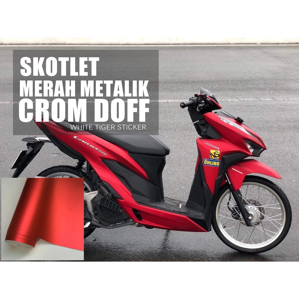 SKOTLET STIKER MOTOR MERAH METALIC DOFF MATT MPM SKOTLET METALIK DOFF STIKER METALIK DOFF PREMIUM TE