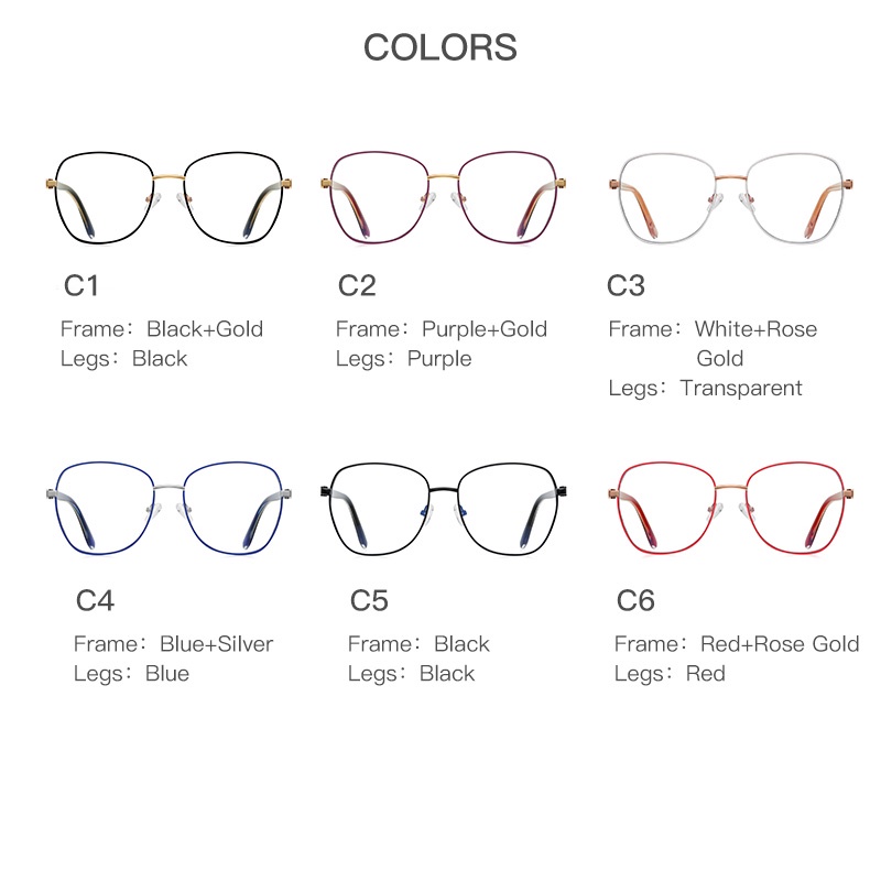 (YUZHU) Kacamata Optik Fashion CP Inset Rose Gold Eyeglasses Western Oversized Frame Eyeglasses Untuk Wanita