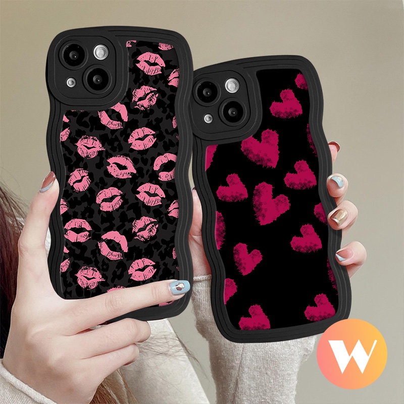 Casing Cinta Hati Graffiti Vintage Kompatibel Untuk IPhone 7Plus XR 7-6s 8 6 14 Plus X XS Max SE 2020 11 13 12 14 Pro Max Retro Motif Leopard Lembut Tpu Wavy Edge Phone Cover