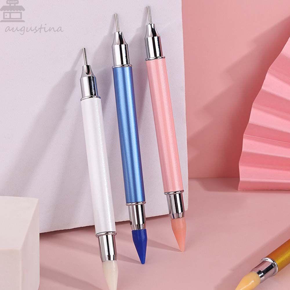 AUGUSTINA Agustina Kuku Bor Pena Profesional DIY Lukisan Kuku UV Gel Pen Lilin Kepala Pensil Kepala Ganda Kuku Berlian Imitasi Pemetik