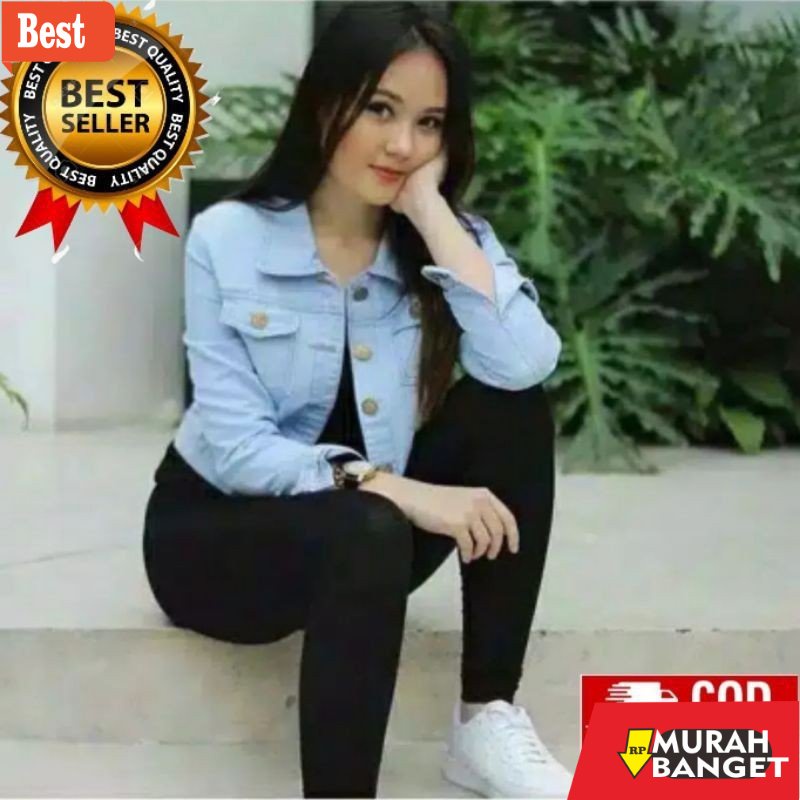 Jaket denim wanita terbaru- JAKET BIRU MUDA//BIONDY JAKET JEANS WANITA/JAKET BIONDY CEWEK PREMIUM JA