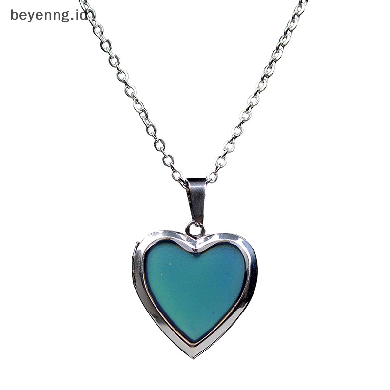 Beyen Mood Necklaces Heart Pendant Necklace Temperature Control Kalung Berubah Warna ID