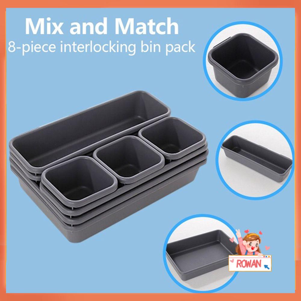 R-FLOWER 8pcs /set Laci Organizer Home&amp;Perangkat Makan Dapur Perhiasan Plastik