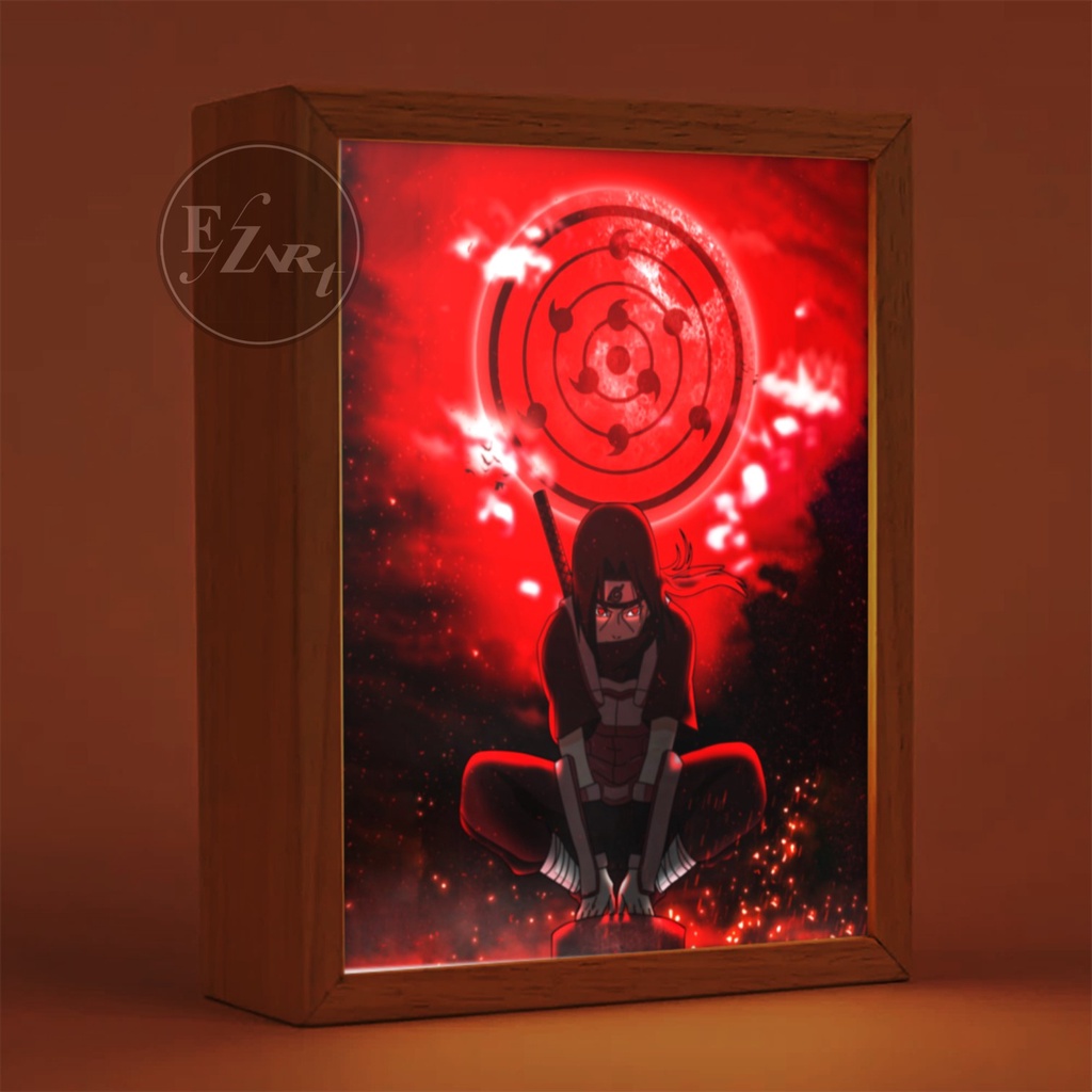 Edisi Anime Naruto - Bingkai Lukisan Menyala Lampu LED Light Painting Art Frame Pajangan Dekorasi Meja Kamar Estetik Cocok Jadi Kado Hadiah