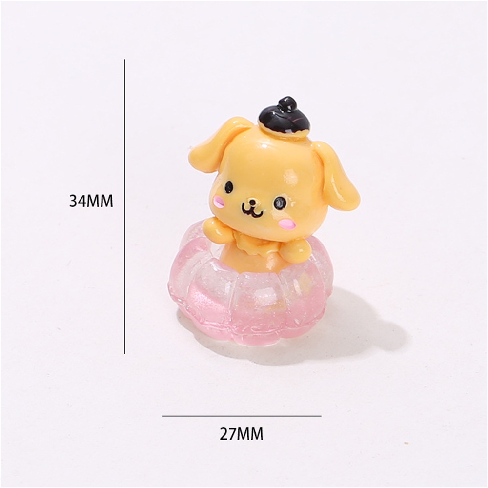 ღ Sanrio Lanskap Mikro Bercahaya Ornamen Boneka Cincin Renang Kuromi Kt My Melody Cinnamoroll Diy Resin Aksesoris Dekorasi Desktop
