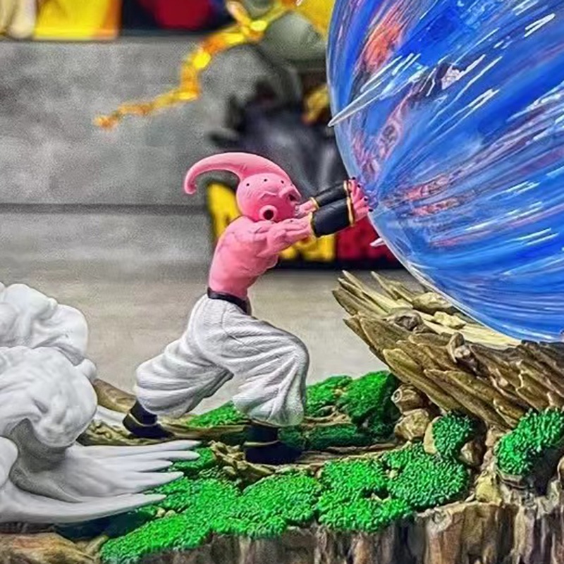 In stock 22CM 4model Led Menyala Dragon Ball Z GK Majin Buu Vs Son Goku Figurine Pvc Action Figure Mainan