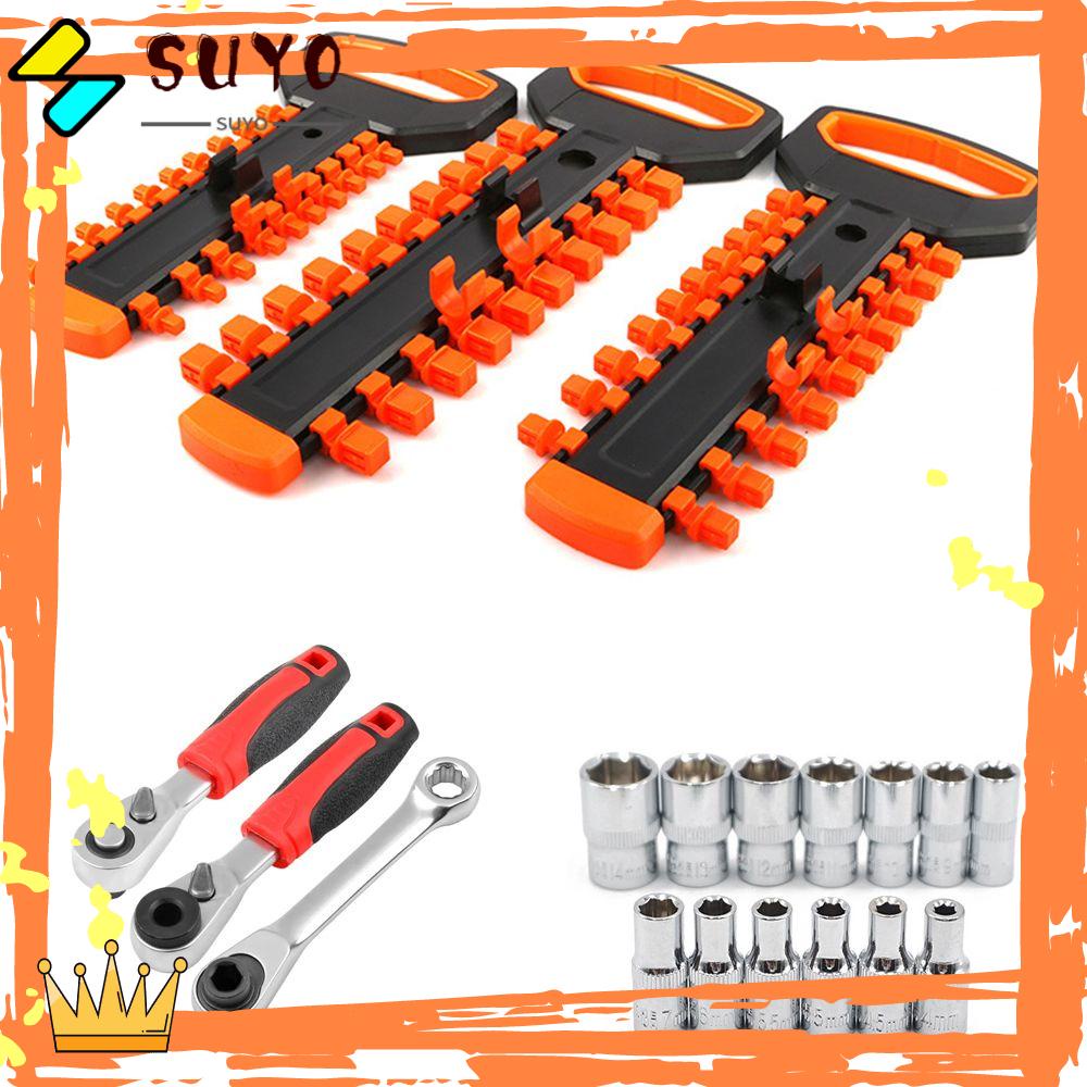 SUYO Rak Penyimpanan Kunci Sok Berkualitas Hand Tools Socket Hanger Kunci Pas Keeper Hemat Tempat Sockets Wrench Holder