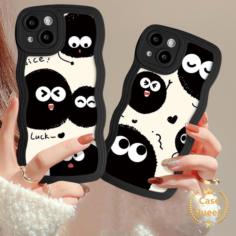 Casing Tepi Bergelombang Ghost Little Monster Lucu Untuk Realme C53 C25 C21Y C35 C55 C25s C33 C25Y C11 C15 C20 C30 C3 C20A C12 9i 5 5i 6i 5S 20 30A Luck Dustbunny Coal Ball Couple Soft Cover