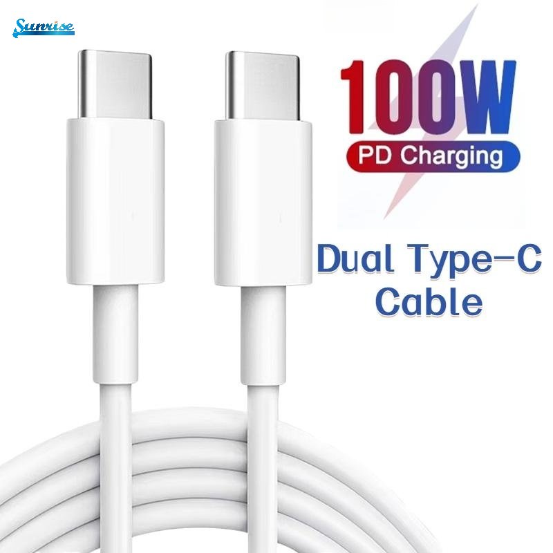 Upgrade 100W Tipe C Ke Tipe C Double Head PD Quick Charge Data Line 1m /1.5m /2m Universal Dual Type-C Kabel Pengisian Cepat