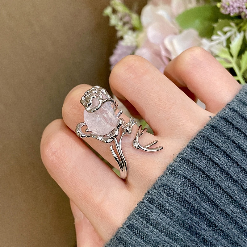 Cincin Mawar Duri Bunga Bahan Alloy Kristal Fashion Untuk Perempuan