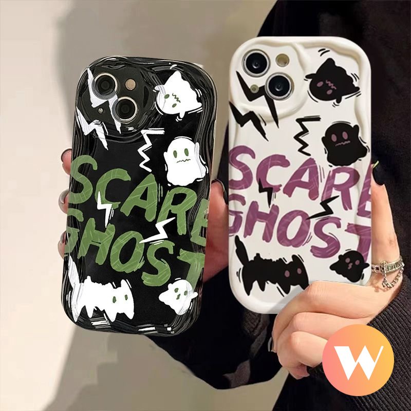 Casing Tepi Melengkung Bergelombang 3D Untuk Redmi 9C NFC A1 9 9A 9T 10a2 10A 10C Note 10s 11 10 11s 8 9 10Pro 10 Pro Max Plus POCO M3 Kartun Lucu Takut Hantu Kartun Monster Pasangan Soft Cover