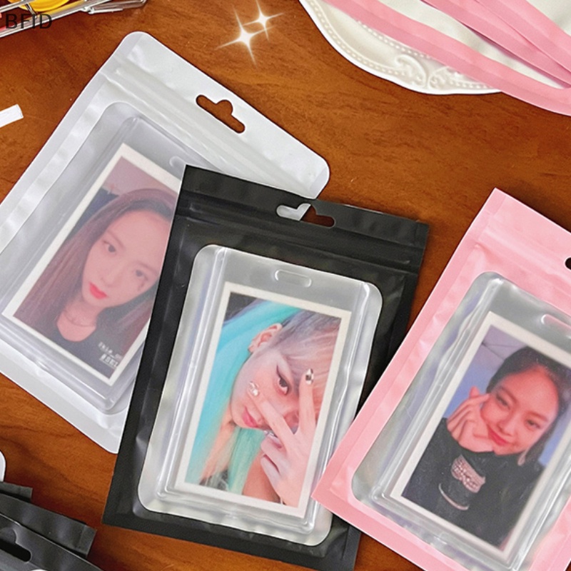 [BFID] 10pcs Card Photocard Storage Bag Warna Matte Transparan Ziplock Bag Gift Packaging Bag Stiker Kantong Kemasan Lengan Kartu [ID]