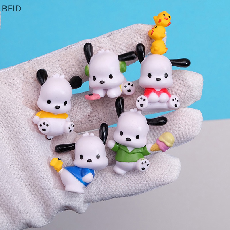 [BFID] 5pcs /Set Kawaii Sanrios Anime Pochacco PC Dog Ornaments Q Versi Gacha PVC Angka DIY Patch Aksesoris Boneka Hadiah [ID]