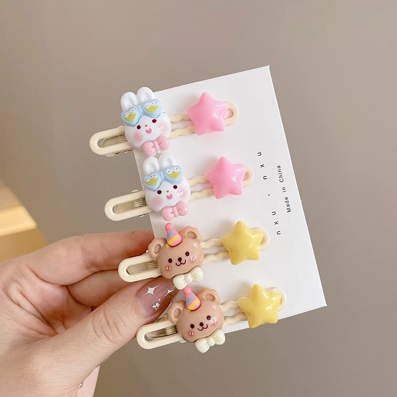 Cute Bear Bunny Little Girl Hair Clip Kecil Klip Hiasan Kepala Duckbill Klip Aksesoris Rambut Anak