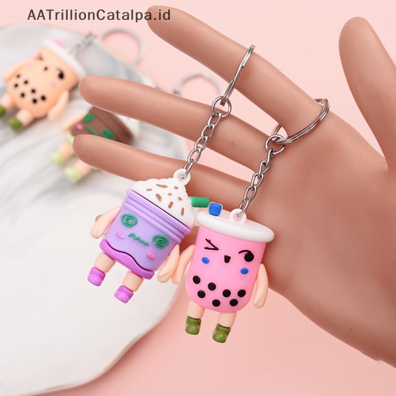 Gantungan kunci cangkir teh susu lucu pria dan wanita gantungan kunci mobil couple tas liontin dessy