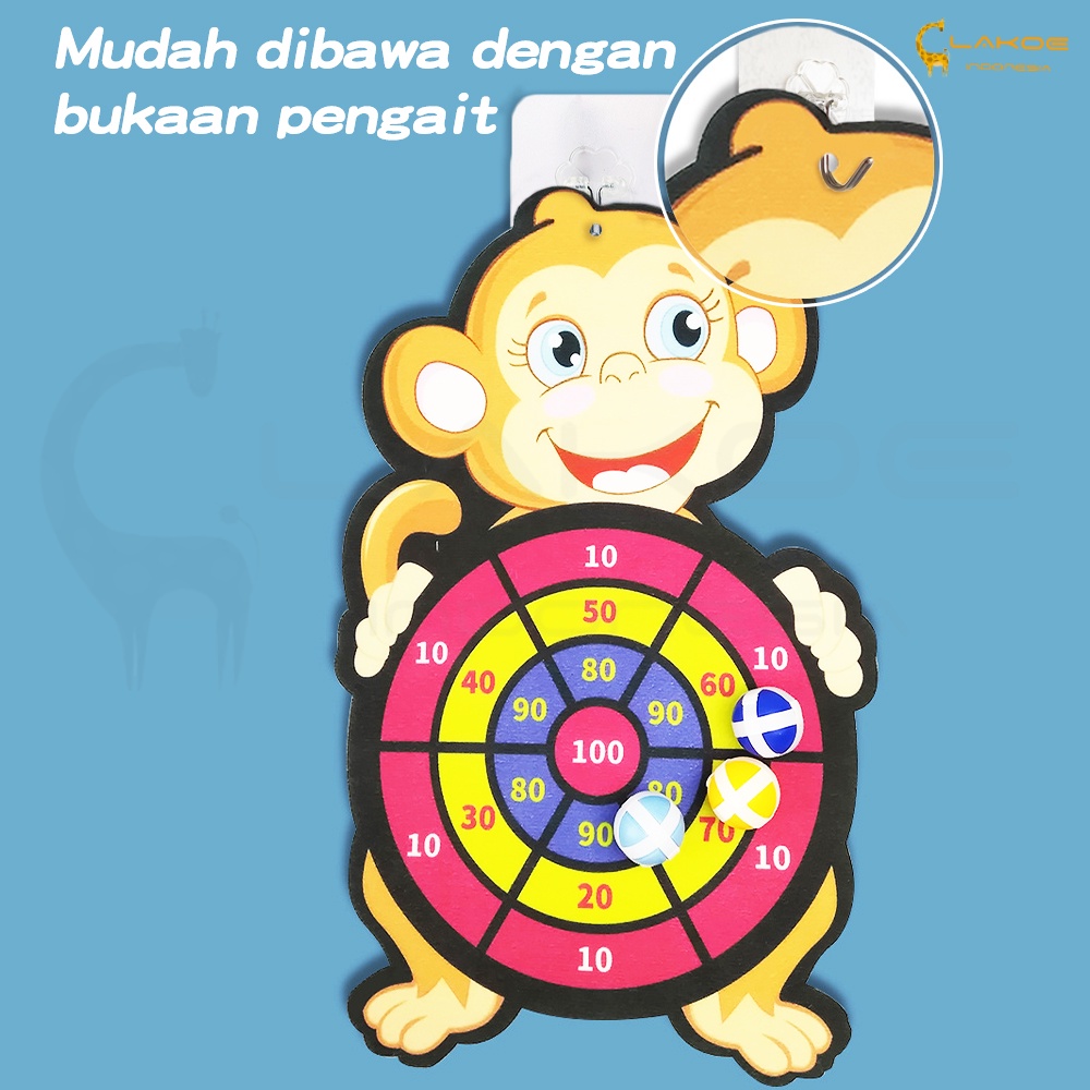 Lakoe Mainan Lempar Bola Papan Tempel/Dart Board Anak/Mainan Lempar Dinding