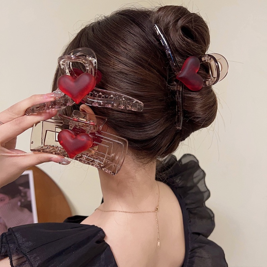 Korean Acrylic Transparent Love Hair Clip Woman Versatile Fashion Hairpin Casual Ponytail Clip Hair Accessories