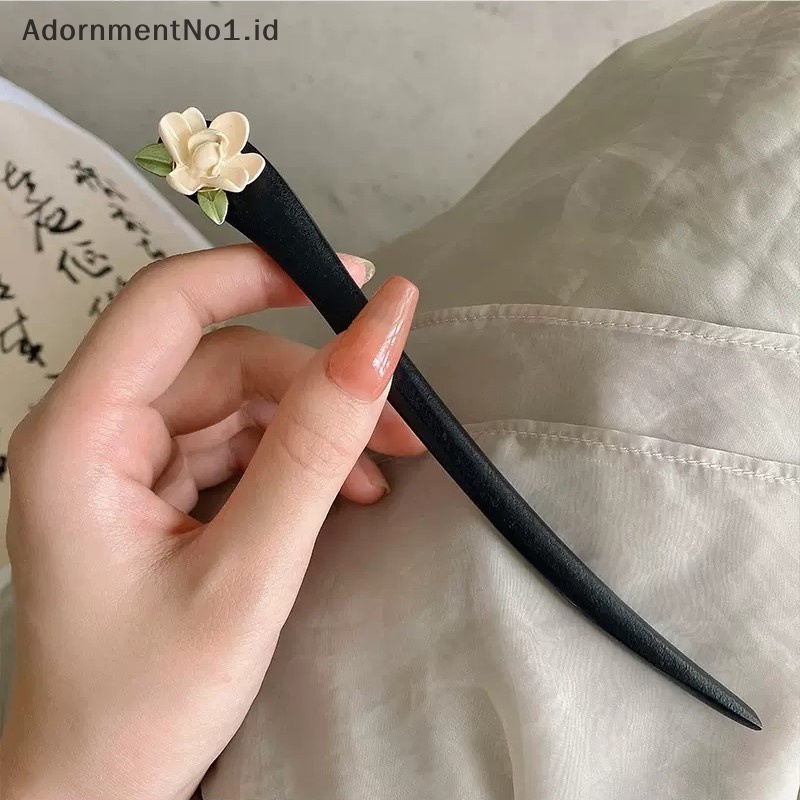 [AdornmentNo1] Stik rambut gaya sederhana tradisional china dengan bunga Vintage jepit rambut Handmade Hair Stick Retro hiasan kepala aksesoris