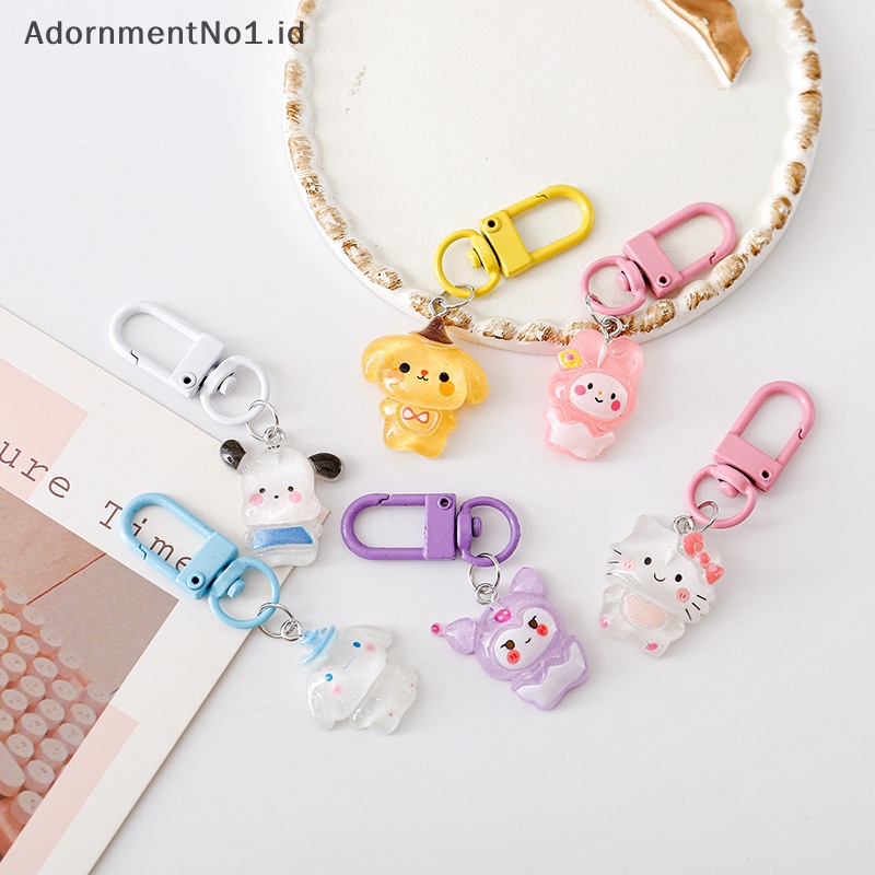 [AdornmentNo1] Sanrio gantungan kunci Keyring untuk teman Couple tas Hello Kitty liontin mobil Airpods kotak telepon pesona aksesoris perhiasan