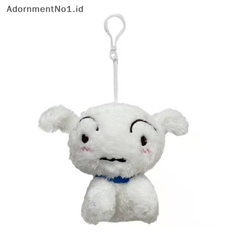 [AdornmentNo1] 10cm Crayon Shinchan gantungan kunci Shiro anjing putih siswa ransel liontin boneka Mini lucu Shin-chan boneka mewah hadiah untuk anak-anak