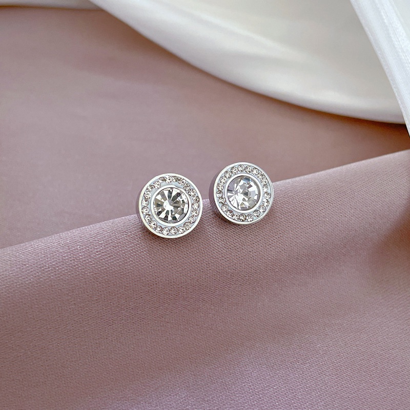 Anting stud bulat zircon titanium stainless steel 316L import harga grosir bisa cod